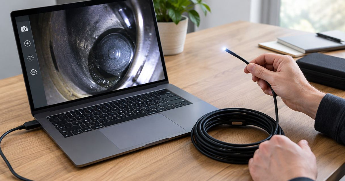 How to connect a USB borescope to a laptop for live video