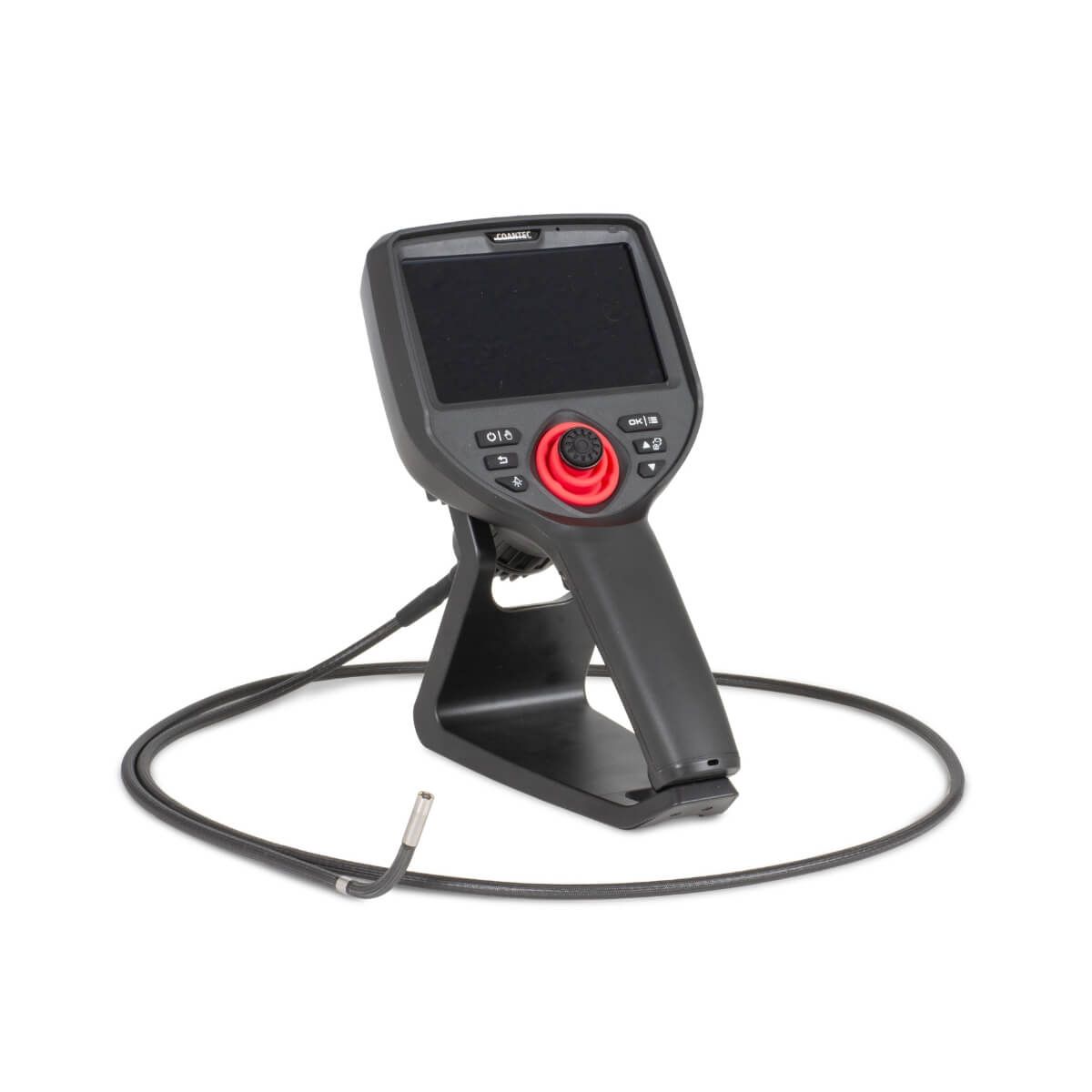 Videoscope VOYAGER M40 with integrated screen and articulating probe on white background