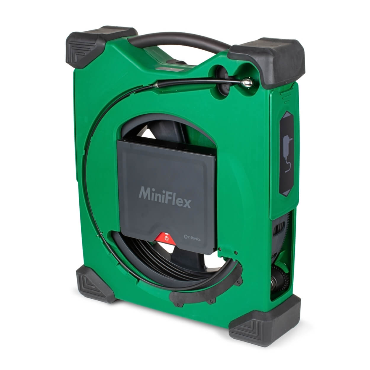 MiniFlex drain inspection camera right side view with a display, push cable with a camera head